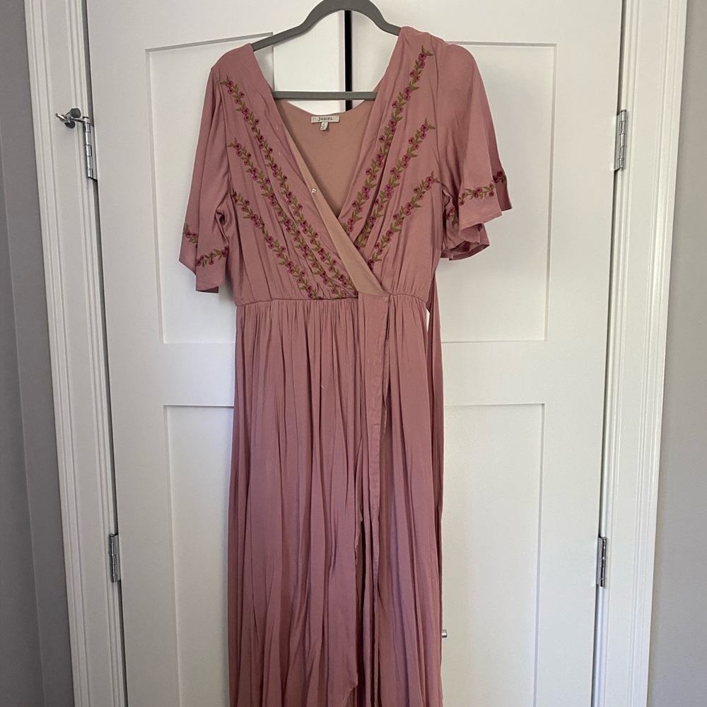 Bohemian pink maternity high low dress